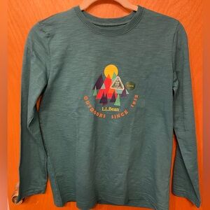 NWT L.L. BEAN Kids Green Long Sleeve Shirt sz L14-16